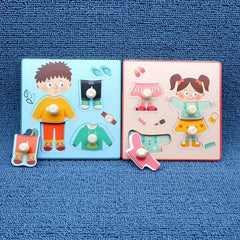 Kids Scratching Board 3D Puzzle Toy Wooden Clothing Cognitive Toy