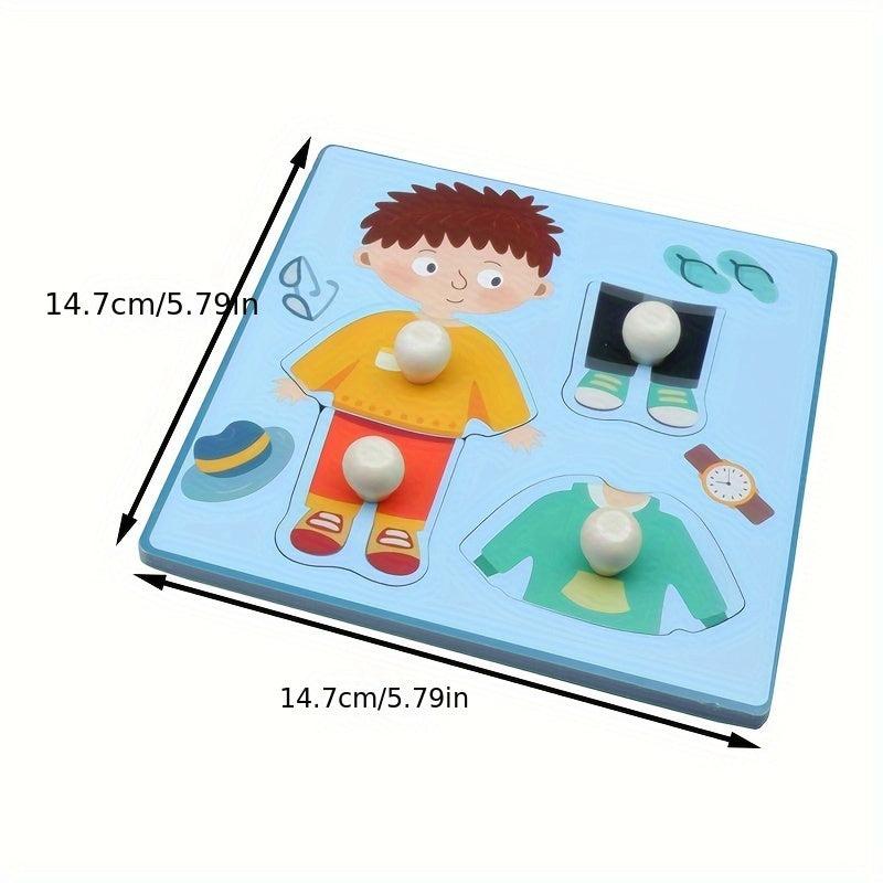Kids Scratching Board 3D Puzzle Toy Wooden Clothing Cognitive Toy