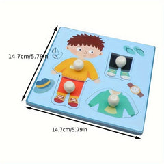Kids Scratching Board 3D Puzzle Toy Wooden Clothing Cognitive Toy