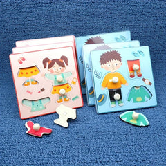 Kids Scratching Board 3D Puzzle Toy Wooden Clothing Cognitive Toy