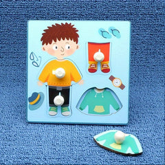 Kids Scratching Board 3D Puzzle Toy Wooden Clothing Cognitive Toy