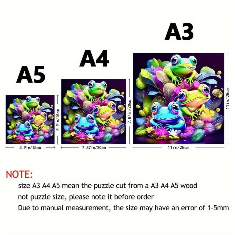 Colorful Frog Family Wooden Puzzle Magic Toy for Adults and Kids