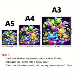 Colorful Frog Family Wooden Puzzle Magic Toy for Adults and Kids