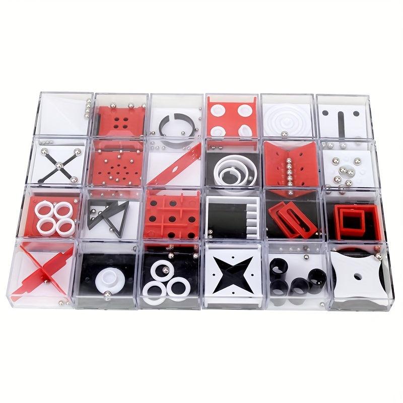 Kids Handheld Balance Ball Travel Toy 24pcs Maze Small Boxes