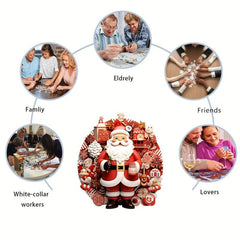 Santa Wooden Puzzle Art Christmas Theme Shaped Pieces Jigsaw Puzzles Toys