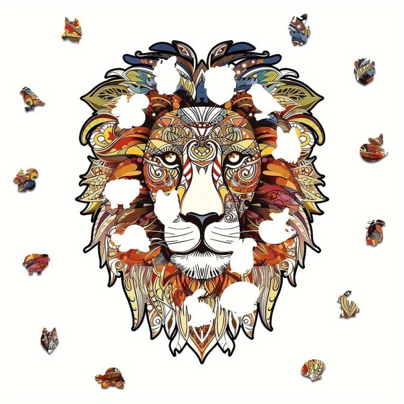 Wooden Puzzle Lion Irregular Shape Christmas Gift Adult Stress Reduction