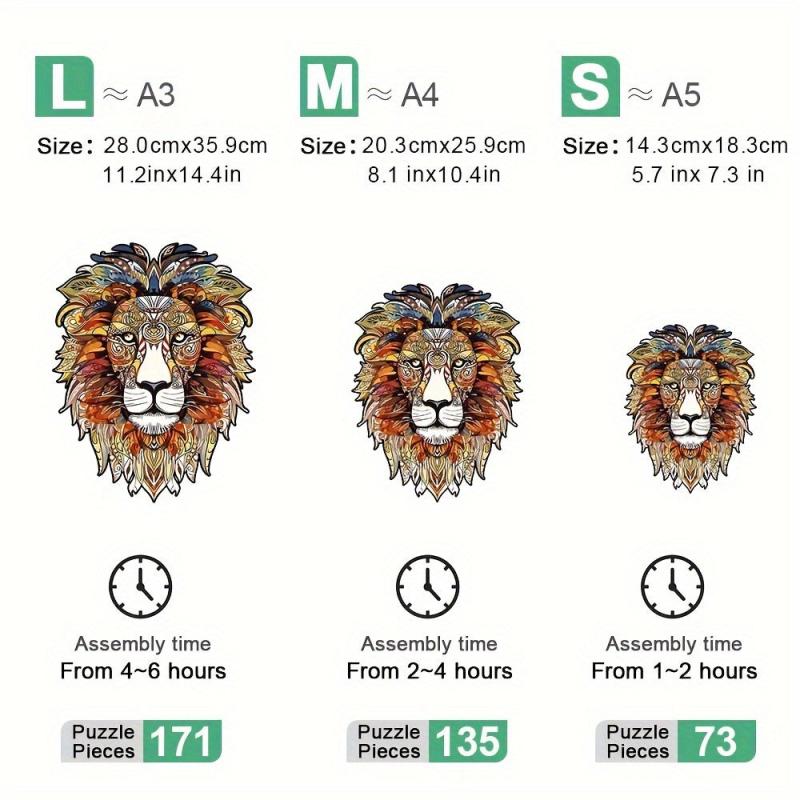 Wooden Puzzle Lion Irregular Shape Christmas Gift Adult Stress Reduction