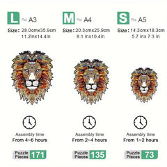 Wooden Puzzle Lion Irregular Shape Christmas Gift Adult Stress Reduction