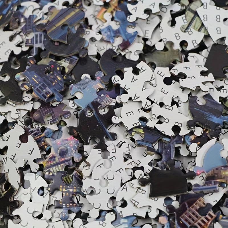 1000 Piece Round Puzzle Earth Animal City Illustration