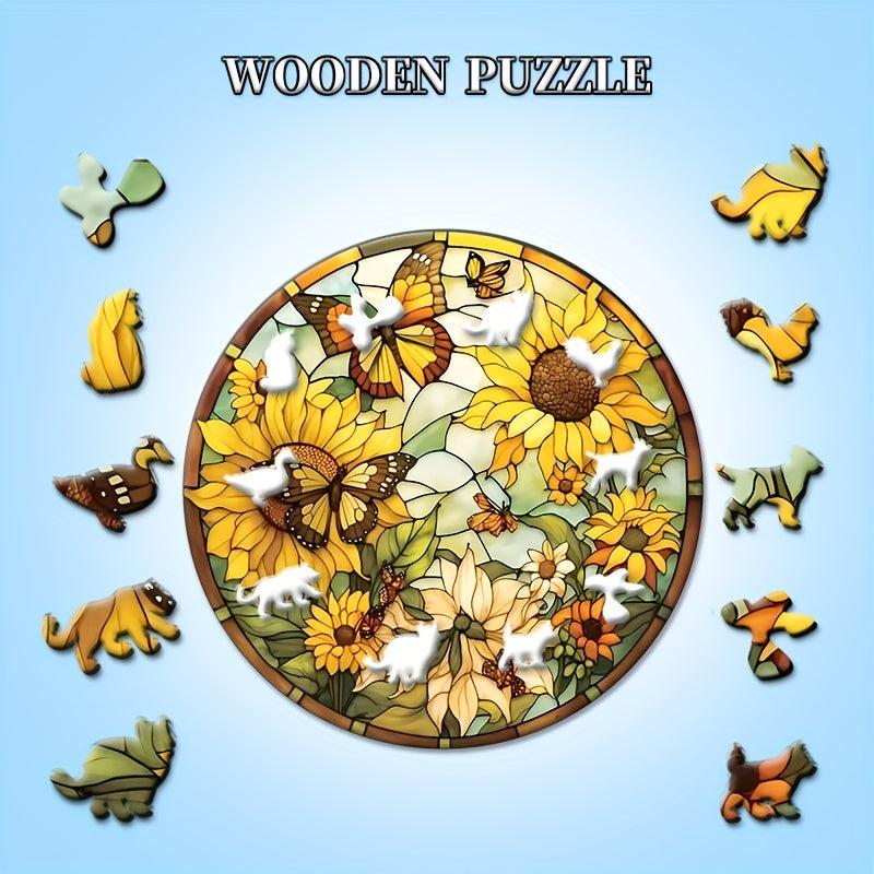 Butterfly Sunflower Wooden Puzzle High Difficulty Toy
