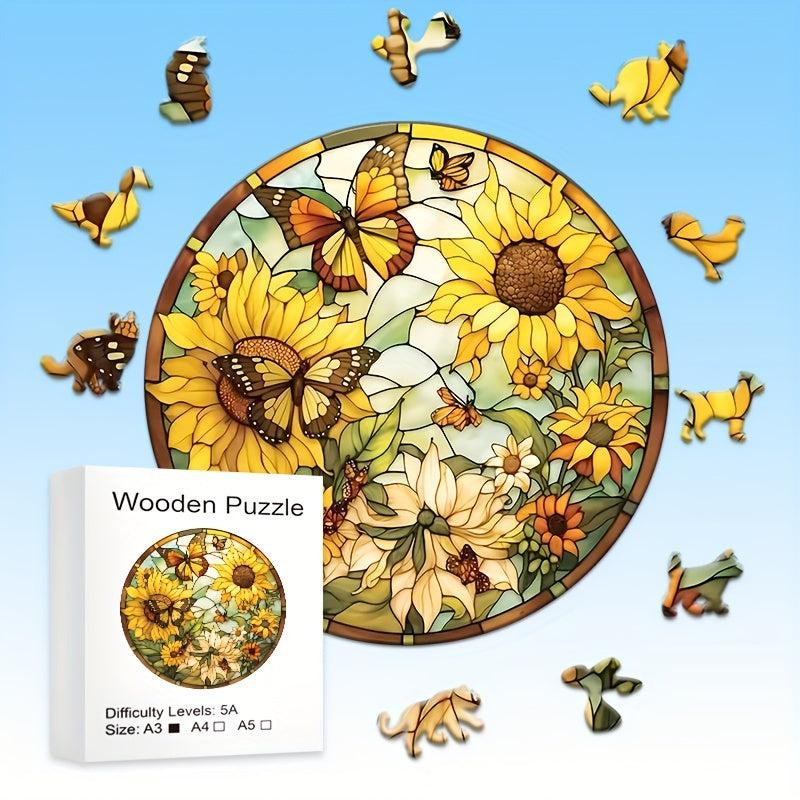 Butterfly Sunflower Wooden Puzzle High Difficulty Toy