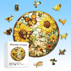 Butterfly Sunflower Wooden Puzzle High Difficulty Toy