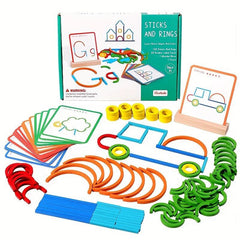 Wooden Ring Stick Puzzle Abstract Logical Thinking Toy