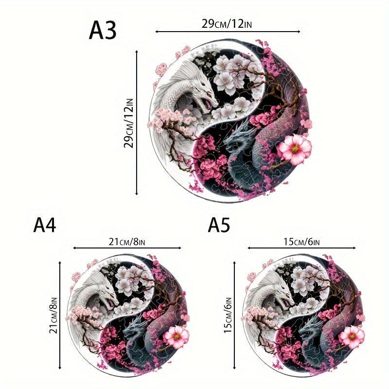 Dragon Wooden Puzzles Yin And Yang Art Halloween Christmas