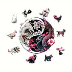 Dragon Wooden Puzzles Yin And Yang Art Halloween Christmas