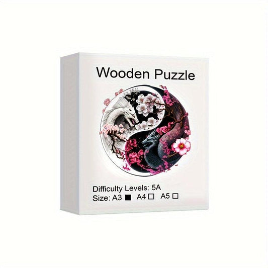 Dragon Wooden Puzzles Yin And Yang Art Halloween Christmas