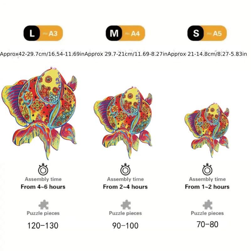 Fish Wooden Puzzles for Adults - Various Special Shapes - Birthday Party Games