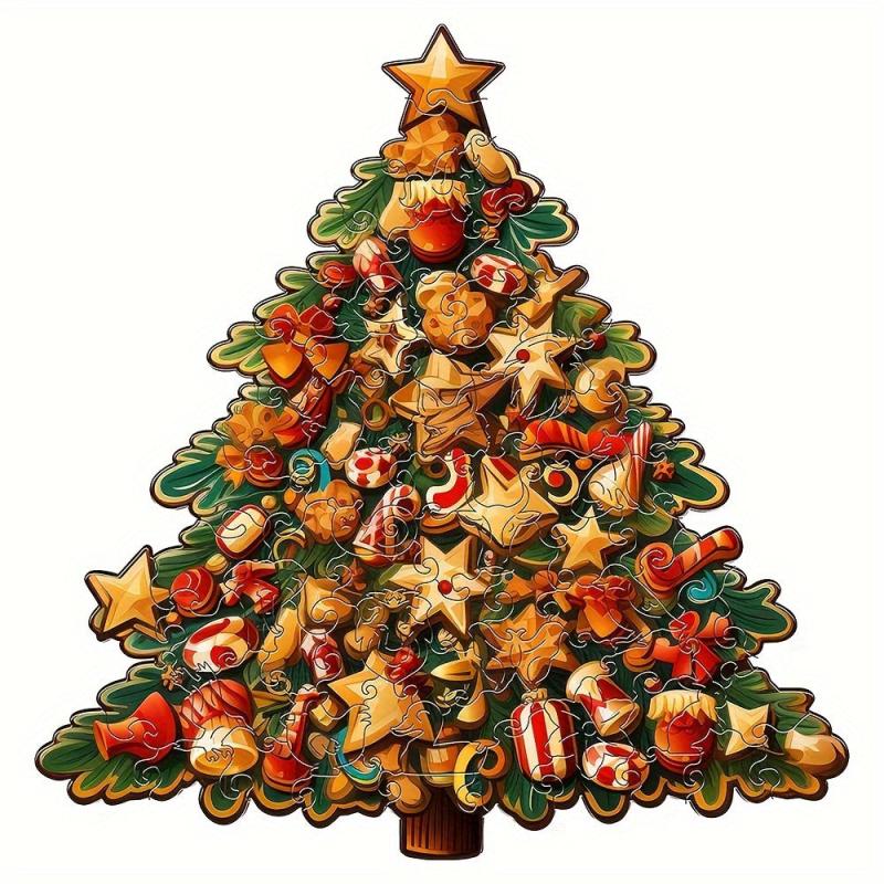 Wooden Puzzle Christmas Tree Gift Irregular Shape Puzzle