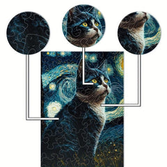 Cat Wooden Puzzle Star Animal Educational Toy