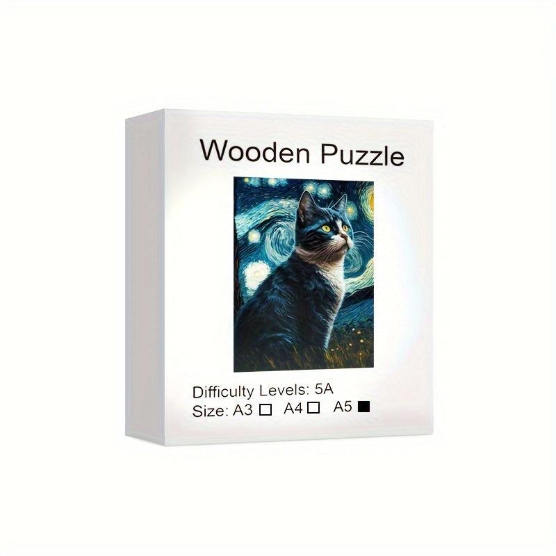 Cat Wooden Puzzle Star Animal Educational Toy