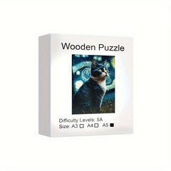 Cat Wooden Puzzle Star Animal Educational Toy