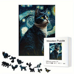 Cat Wooden Puzzle Star Animal Educational Toy