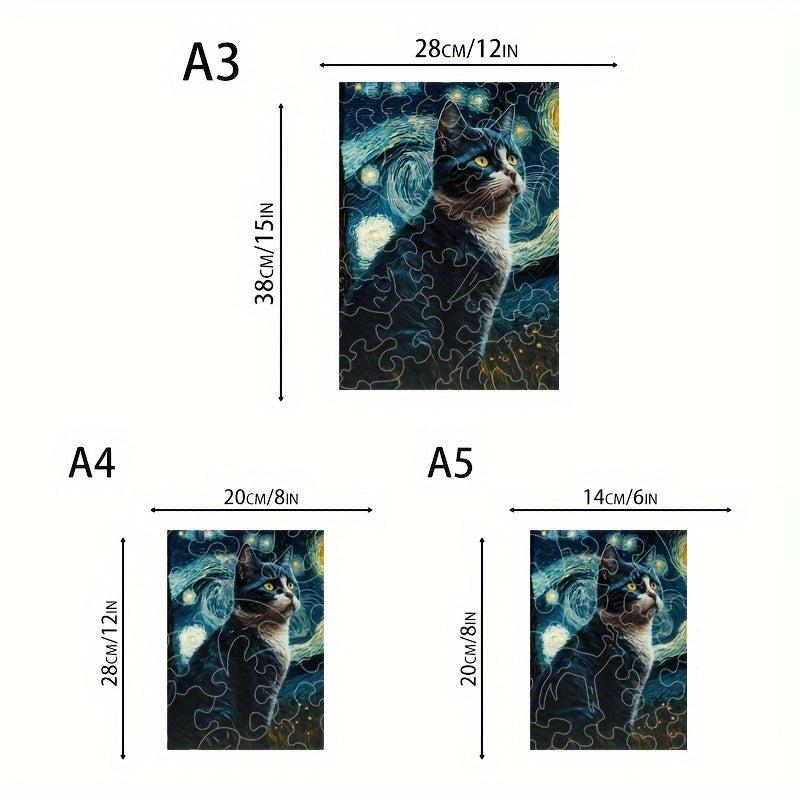 Cat Wooden Puzzle Star Animal Educational Toy