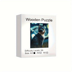 Cat Wooden Puzzle Star Animal Educational Toy