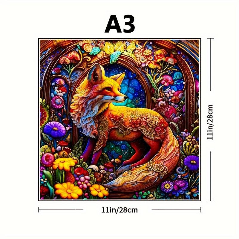 Colorful Fox Wooden Puzzle Irregular Animal Shaped Toy