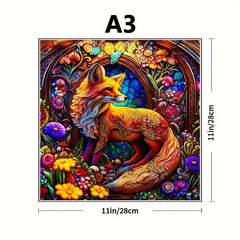 Colorful Fox Wooden Puzzle Irregular Animal Shaped Toy