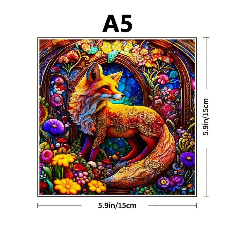 Colorful Fox Wooden Puzzle Irregular Animal Shaped Toy