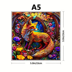 Colorful Fox Wooden Puzzle Irregular Animal Shaped Toy