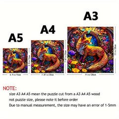 Colorful Fox Wooden Puzzle Irregular Animal Shaped Toy
