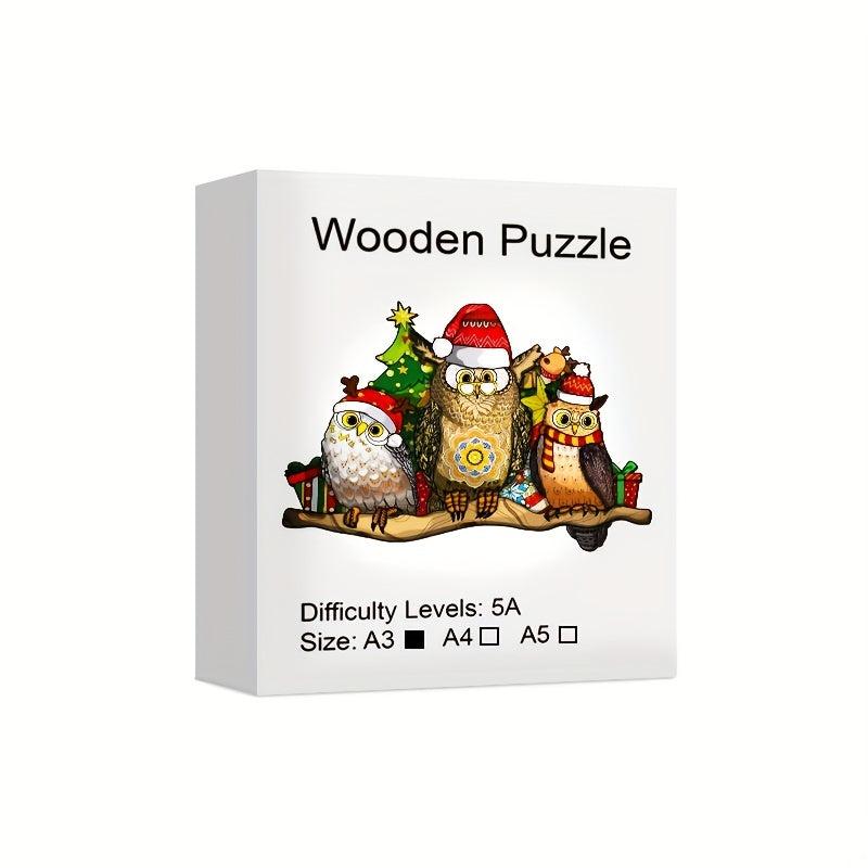 Christmas Owl Wooden Puzzle Irregular Animal Fragments