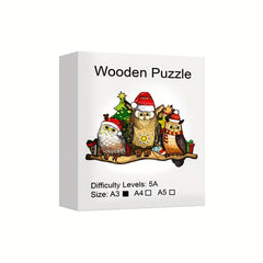 Christmas Owl Wooden Puzzle Irregular Animal Fragments