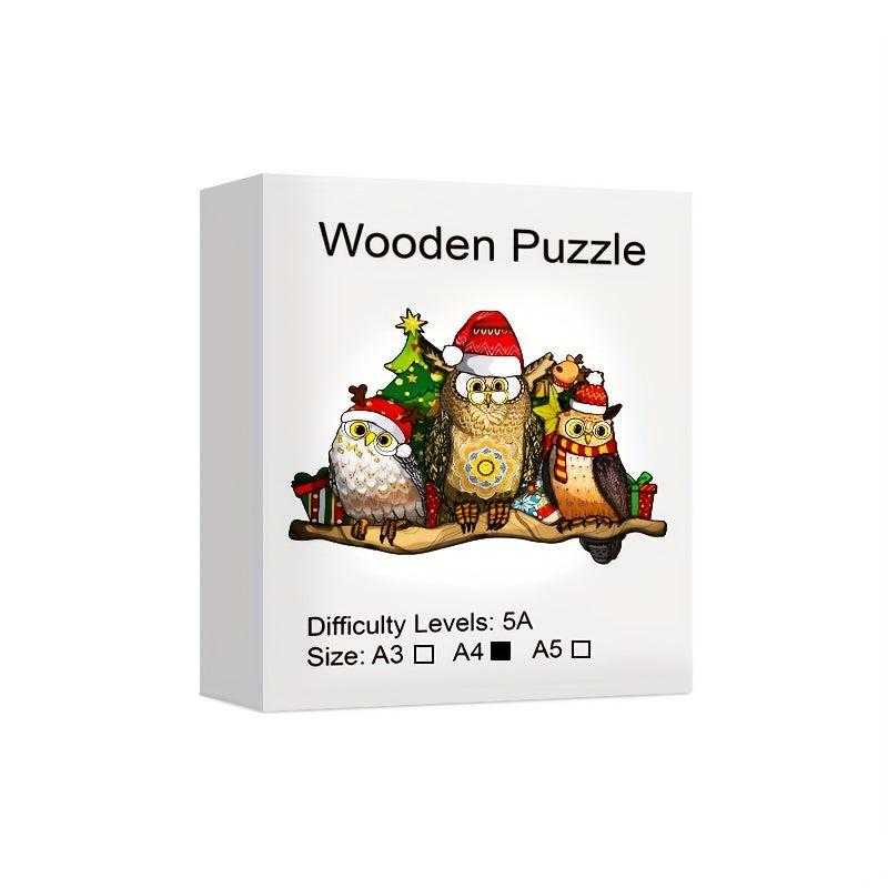 Christmas Owl Wooden Puzzle Irregular Animal Fragments