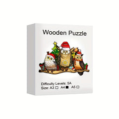 Christmas Owl Wooden Puzzle Irregular Animal Fragments