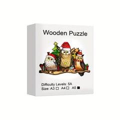 Christmas Owl Wooden Puzzle Irregular Animal Fragments