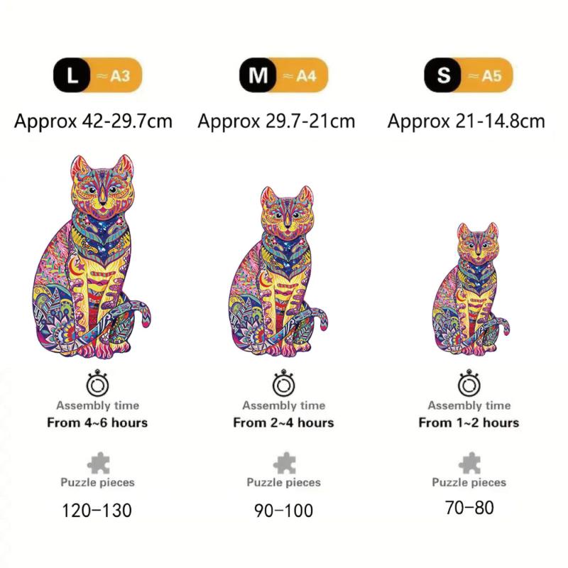 Flower Cat Wooden Puzzle For Advanced Players Creative Special Shapes