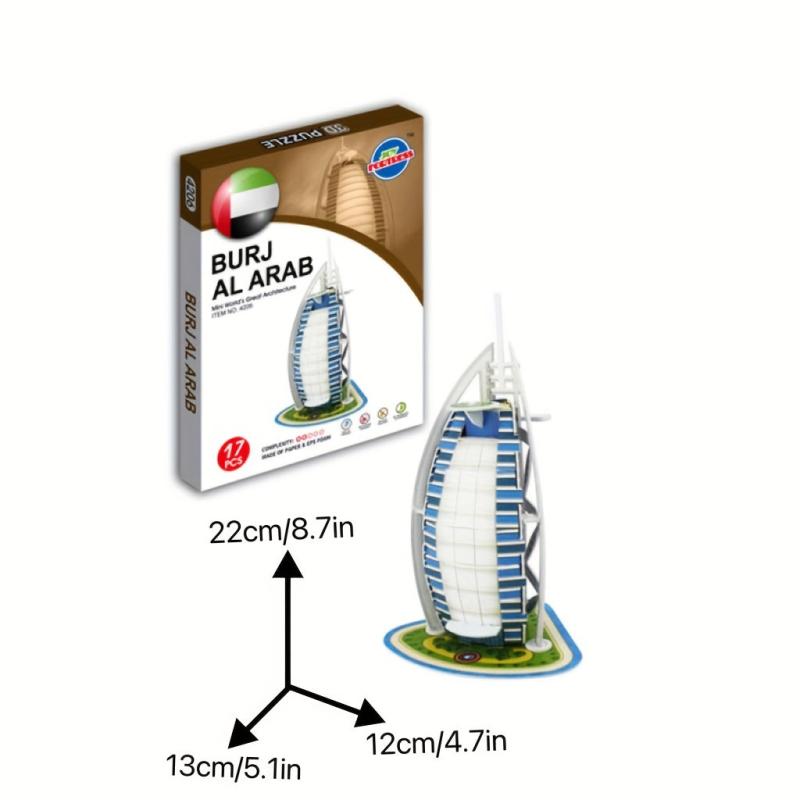 3D Puzzle Landmarks Tower Bridge Burj Al Arab Holland Windmill Dome of the Rock