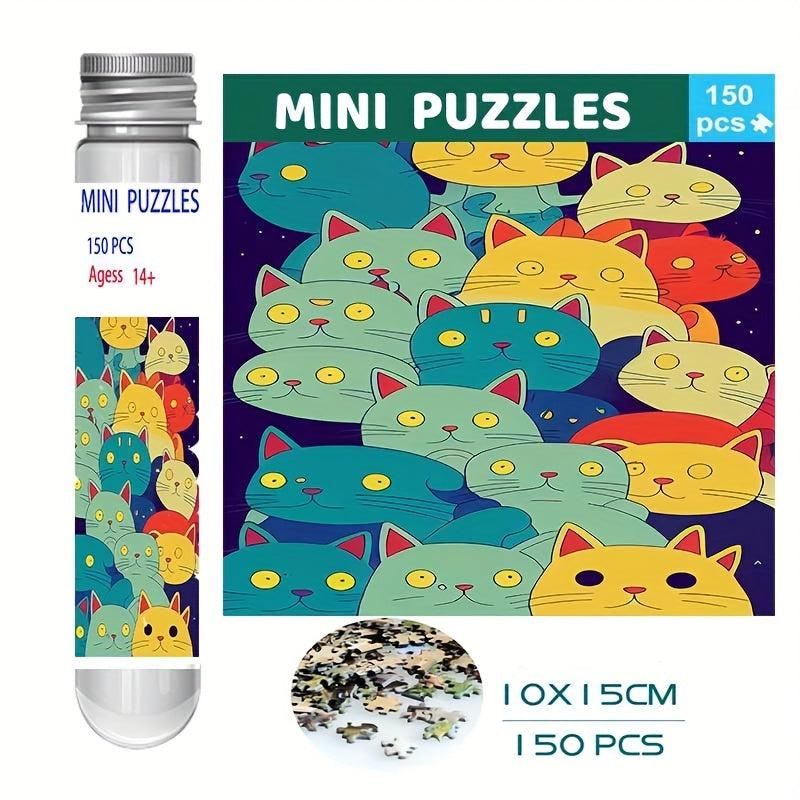 Cat 150Pcs Mini Test Tube Puzzle Painting Jigsaw Decompress Toys