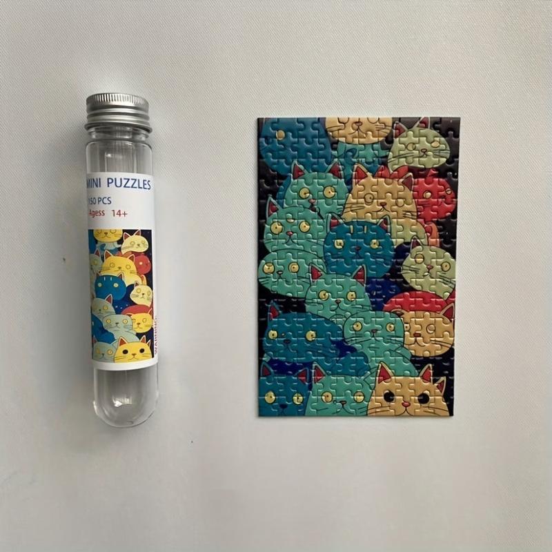 Cat 150Pcs Mini Test Tube Puzzle Painting Jigsaw Decompress Toys