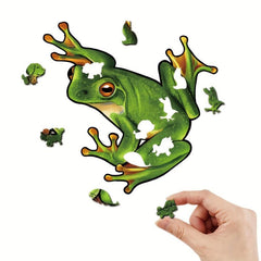 Wooden Animal Puzzle Game Frog Pattern Wall Hanging Educational Toy
