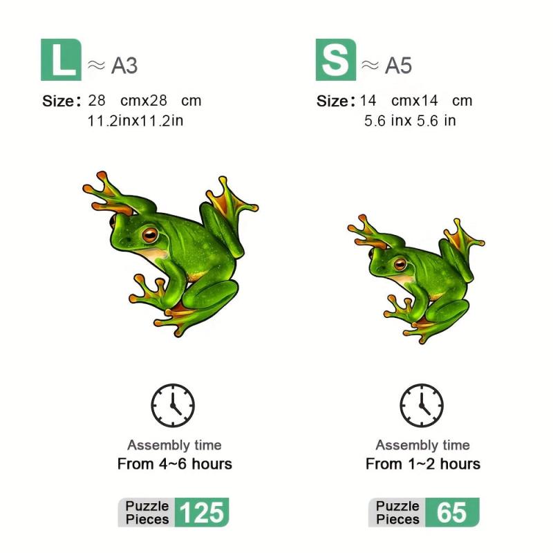 Wooden Animal Puzzle Game Frog Pattern Wall Hanging Educational Toy