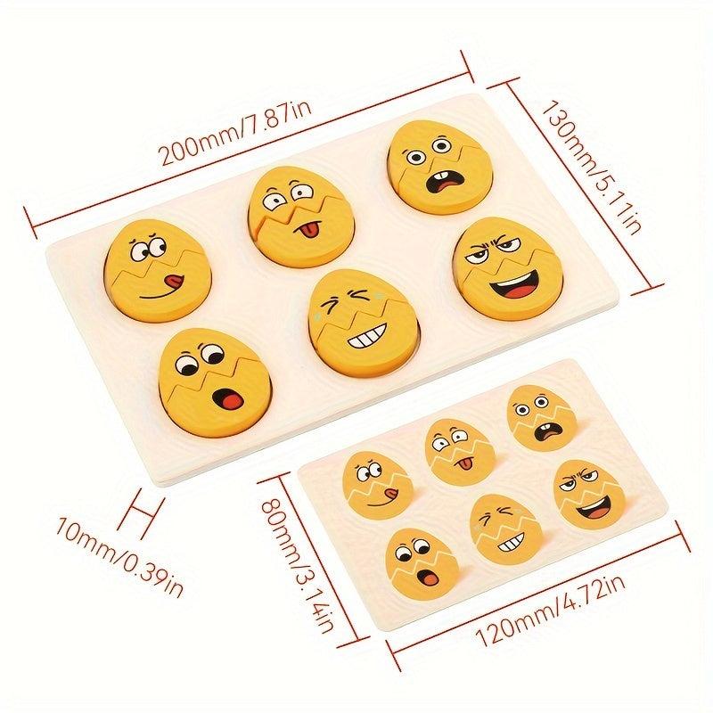 Wooden Expression Puzzle For Toddlers Face Changing Game