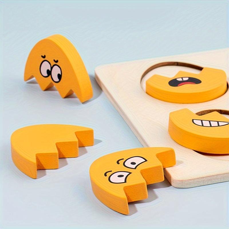Wooden Expression Puzzle For Toddlers Face Changing Game