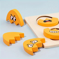 Wooden Expression Puzzle For Toddlers Face Changing Game