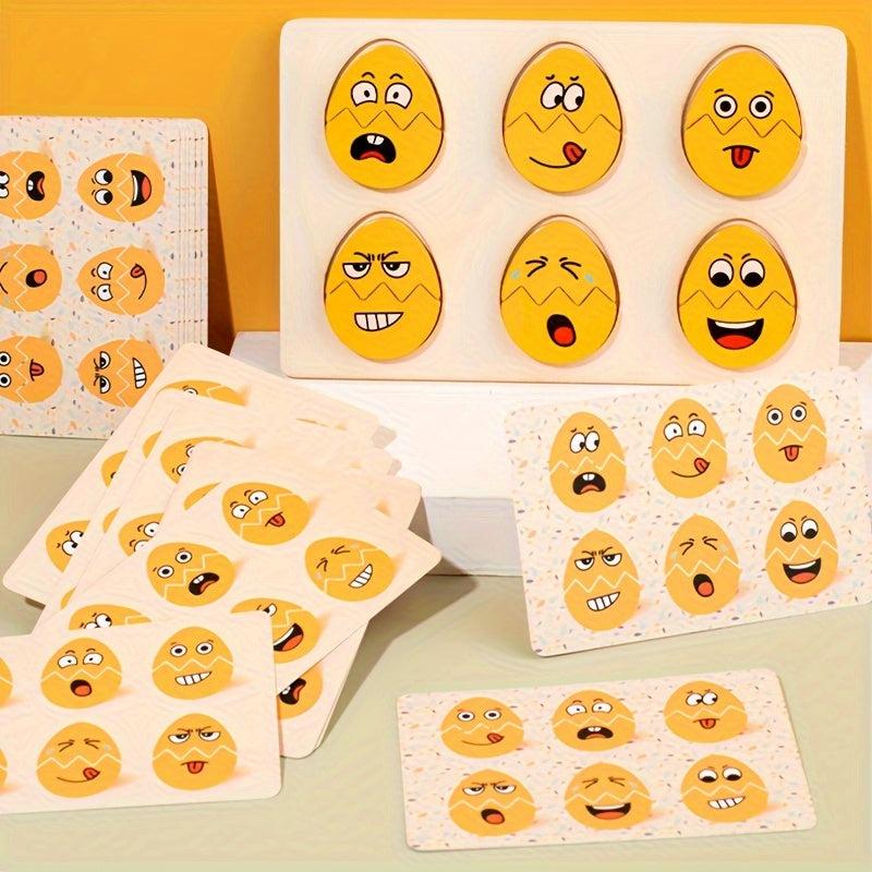 Wooden Expression Puzzle For Toddlers Face Changing Game