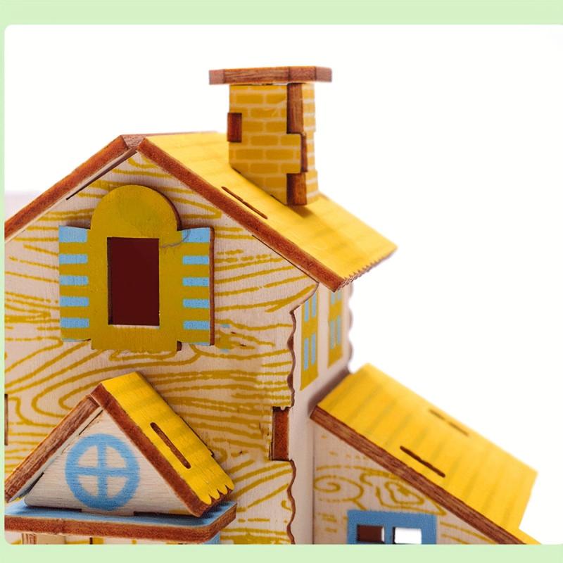 3D Jigsaw Puzzle Wooden Panels DIY Model House Educational Building Blocks
