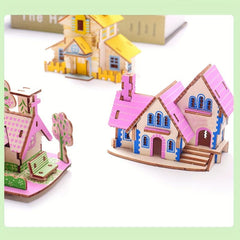 3D Jigsaw Puzzle Wooden Panels DIY Model House Educational Building Blocks